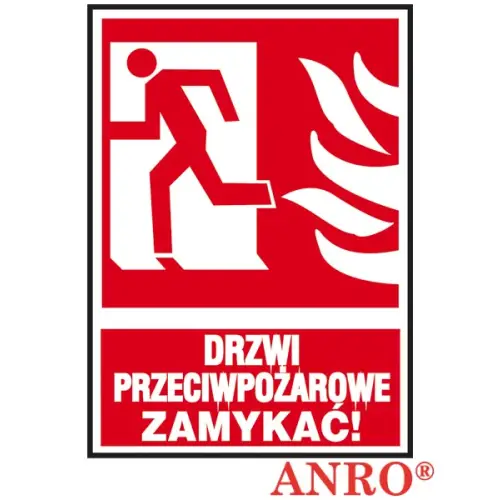 Znak ochrony ppoż. „Drzwi przeciwpożarowe ZAMYKAĆ! 150x205 Z-29P ANRO
